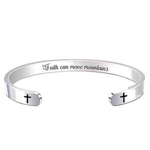 NWT NIB “FAITH CAN MOVE MOUNTAINS” STAINLESS STEEL BRACELET